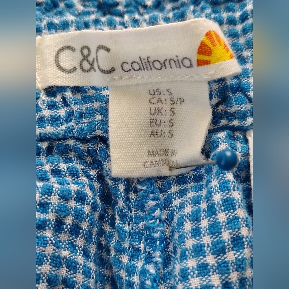 C & C California Blue Gingham Women's Shorts Size S - Picture 5 of 6